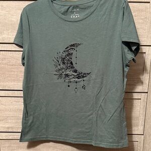 SHEIN Teal Floral Crescent Tee